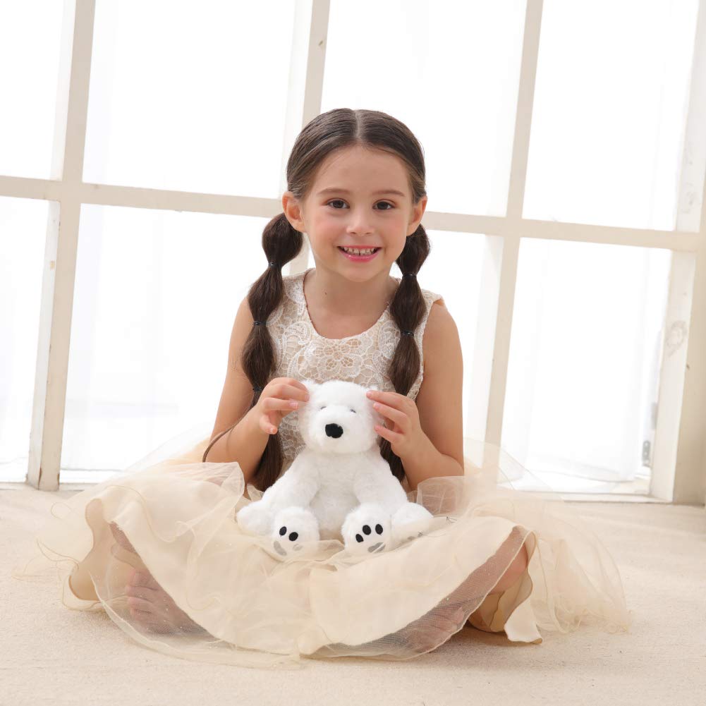 Apricot Lamb Plush White Polar Bear Stuffed Animal - Soft Cuddly Toy, 8 Inches, Perfect for Kids