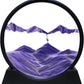 Moving Sand Art Picture, Round Glass 3D Deep Sea Sandscape In Motion Display, Flowing Sand Frame, Sensory Relaxing Desktop Home Office Work Desk Decor (7 Inch, Purple)