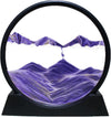 Moving Sand Art Picture, Round Glass 3D Deep Sea Sandscape In Motion Display, Flowing Sand Frame, Sensory Relaxing Desktop Home Office Work Desk Decor (7 Inch, Purple)