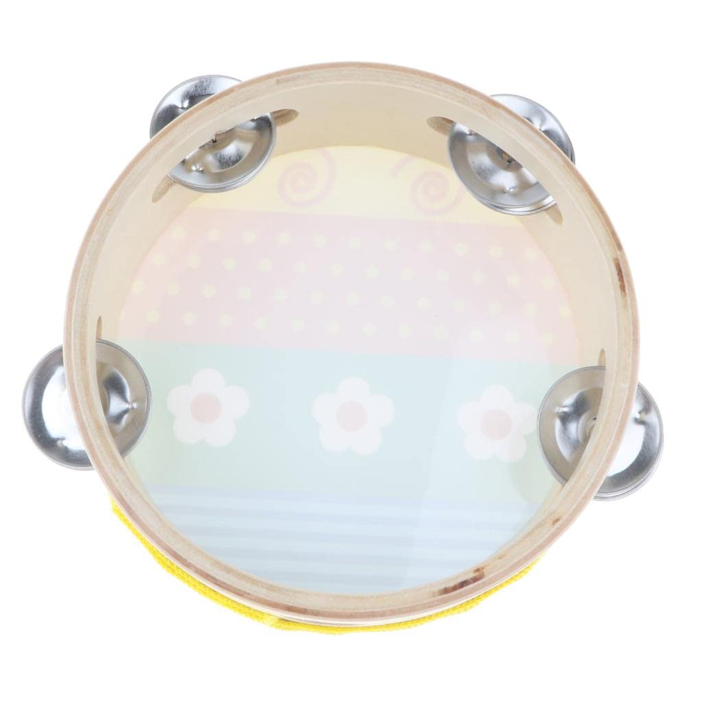 Merishopp Cartoon Hand Held Tambourine Kids Musical Educational Toy White Flower|Toys & Hobbies | Educational | Music & Art|1 X 