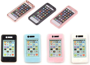 Welecom 7Pcs Dollhouse Mini Mobiles Phones Scene Miniatures Cell Phones Metal Simulation Cellular Phone Doll Phones Telephones Model Play Scene Diy 1/12 1/6 Scale Dolls House Decor Kid Pretend Toys