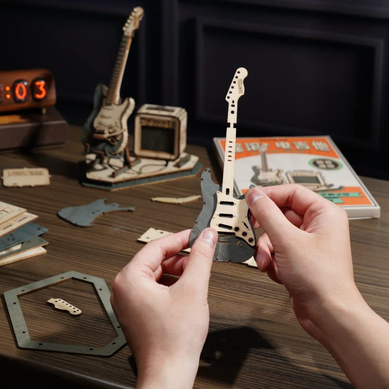 Rokr Wooden 3D Puzzles For Adults Guitar, Musical Instrument Model Kit 3D Puzzles For Teens And Kids To Build, Desk Decor/Diy Ho