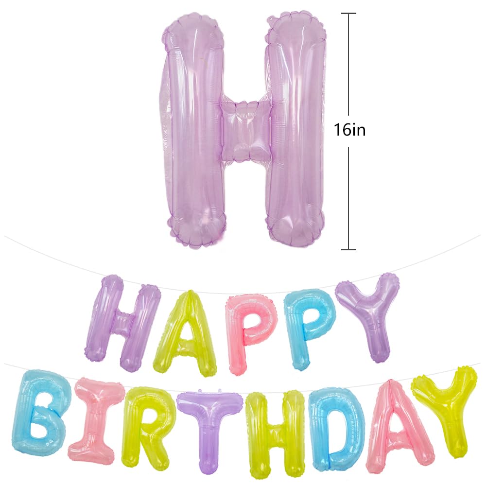 Toniful Happy Birthday Balloons Banner With Ribbon Straw,16 Inch Mylar Letters Birthday Sign Banner Balloon Bunting For Kids & A