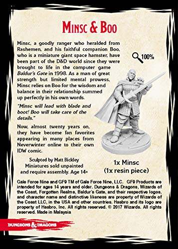 Gale Force Nine D&D Collector's Series Minsc and Boo Figure - Multicolored, Perfect for Collectors and D&D Fans