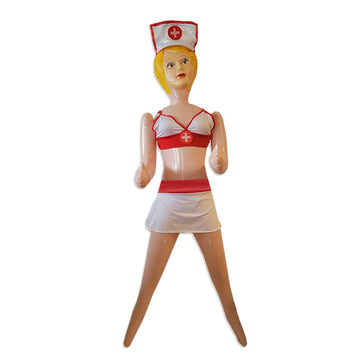 Merrimix - Ginger Inflatable Blow Up Doll With Nurse Costume, Gag Gifts For Men, Bachelor Party Favors And Decoration Accessorie