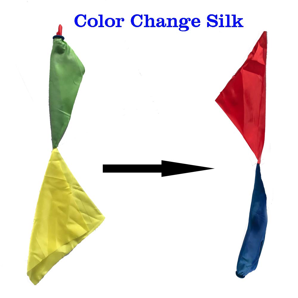 sumrica Magic 2 Pieces Scarves Color Changing Silk Hanky Props Scarf for Magic Trick Streets Handkerchief for Kids mature-themed Birthday Party Gift 7.88 x 7.88 inches