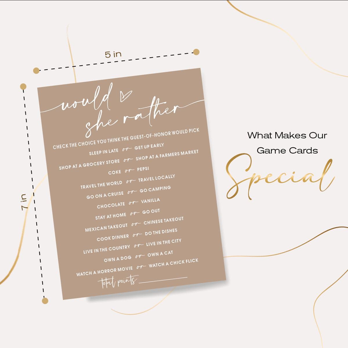 Bridal Shower Games Cards, Would She Rather Bridal Shower Game for 25 Guests, Engagement Party Wedding Games for Guests, Minimal