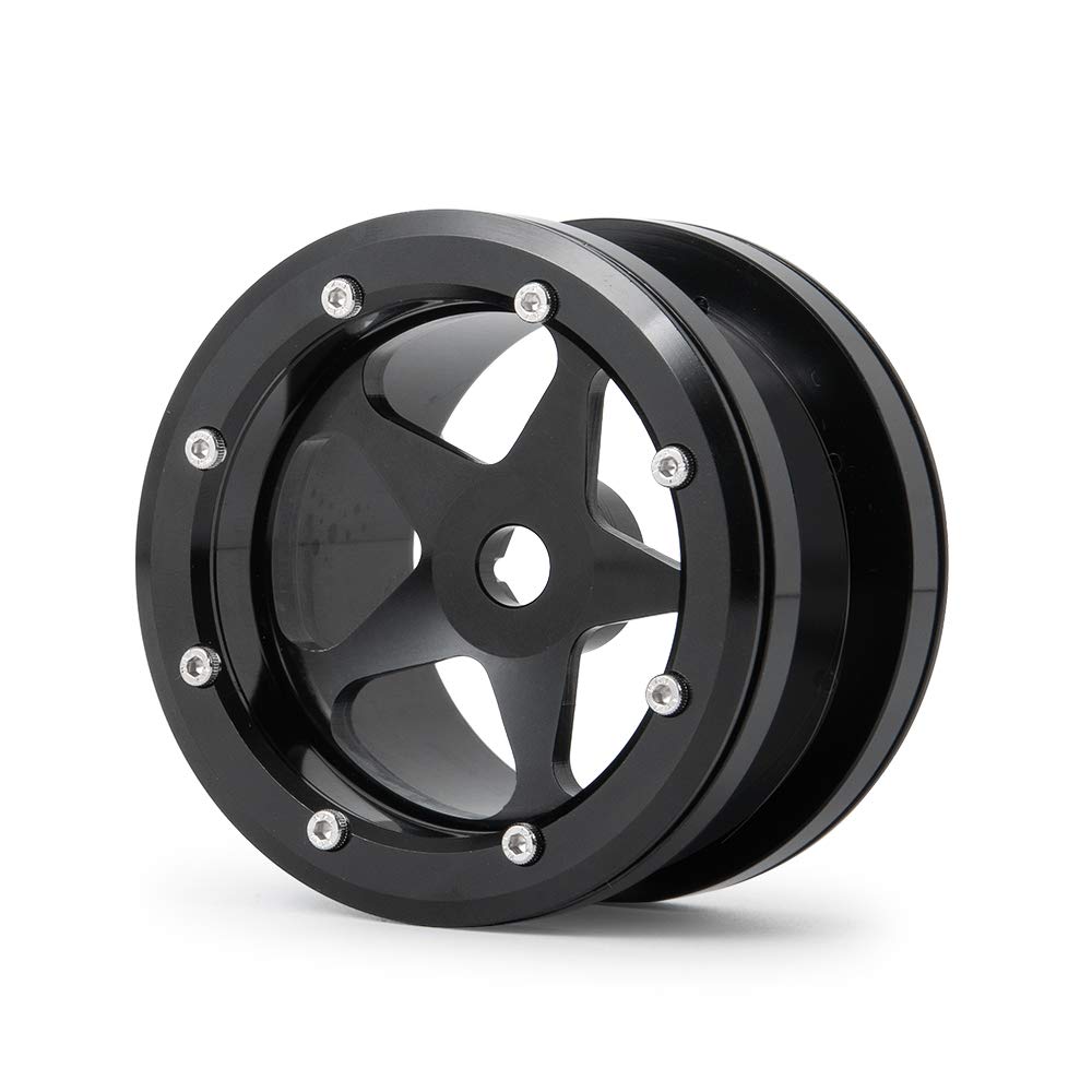 MOHERO 2.2    Alloy Beadlock 1/10 RC Wheels Rims 40mm for Crawler Axial Wraith Rock Car Pack of 4 (Black)