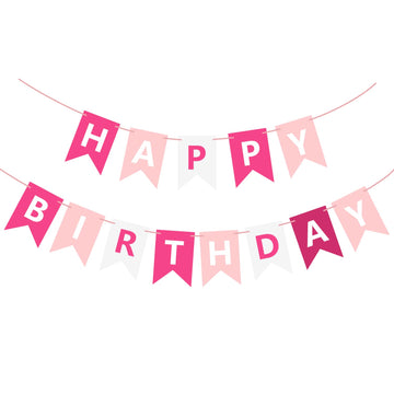 Waenerec Pink Happy Birthday Banner Sign Happy Birthday Bunting Banner Garland For Kids Girls Baby 1St Birthday Tea Party Decorations Bunting Flag Birthday Party Supplies