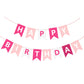 Eaezerav Pink Happy Birthday Banner - Paper Bunting Garland for Princess Party Decorations, Wall Hanging Supplies