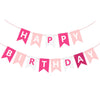 Eaezerav Pink Happy Birthday Banner - Paper Bunting Garland for Princess Party Decorations, Wall Hanging Supplies