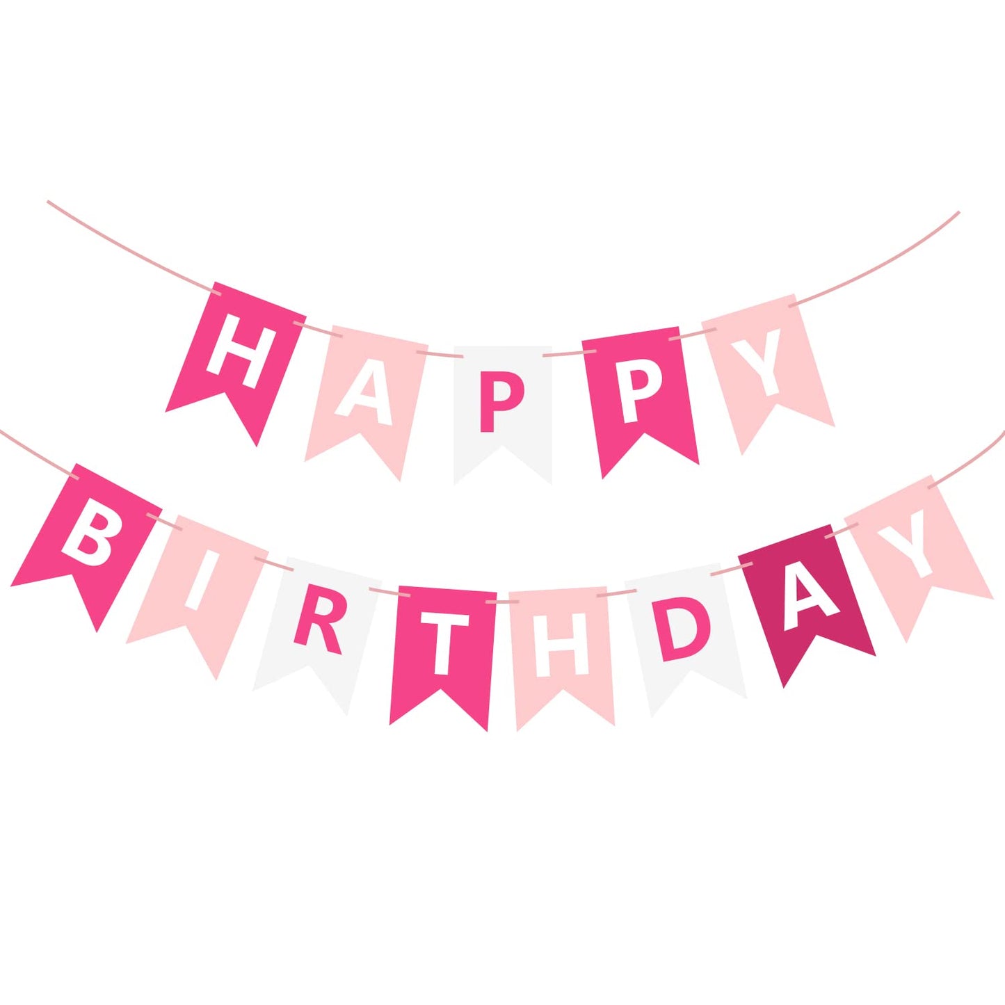 Eaezerav Pink Happy Birthday Banner - Paper Bunting Garland for Princess Party Decorations, Wall Hanging Supplies
