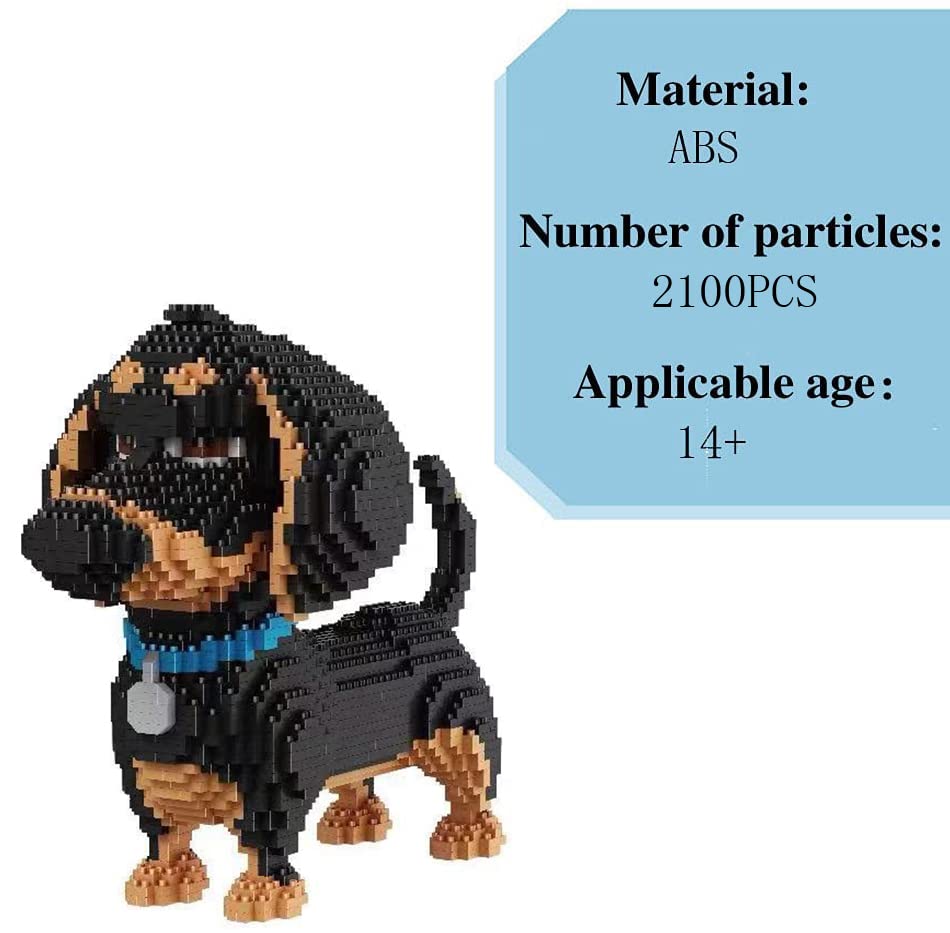 ISeeSee Mini Dog Building Blocks Pet Building Toy Bricks Micro Mini Blocks 3D Puzzle Building Blocks Set Toys Gifts for Kids or mature-themed (Black Dog 2100PCS)