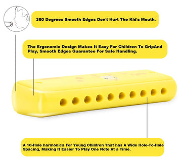 Crafteem Colored Harmonica For Kids And Beginners - Easy-To-Learn Key Of C Instrument - Portable And Lightweight.