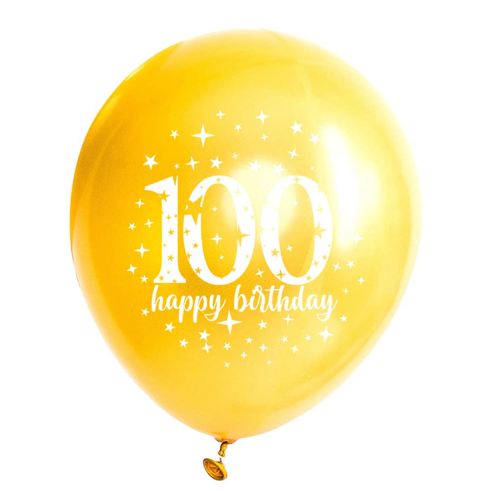 SHUNTAI 100th Birthday Balloons Latex Confetti Balloon Gold and Black 100th Birthday Decorations for Men Women 100 Years Old Ann