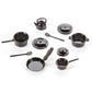 Dollhouse Miniature Metal Pots and Pans, Black, 10 Piece