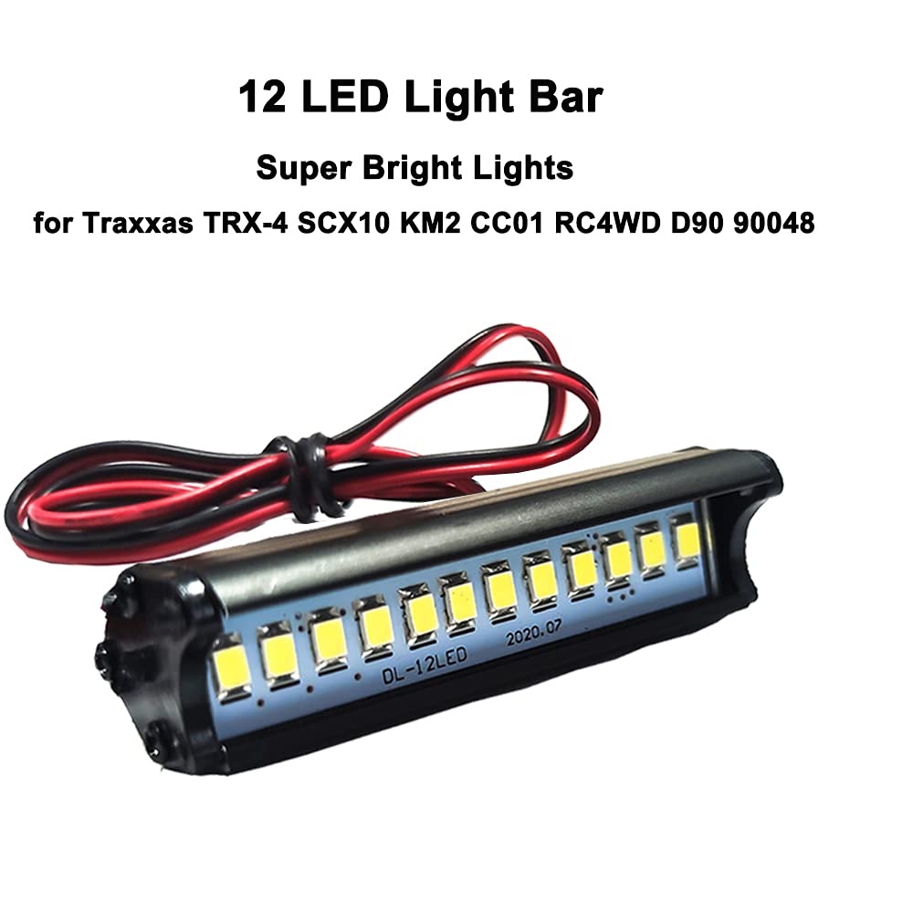 HeyMi RC 12 LED Light Bar Roof Lamp Super Bright Lights for Traxxas TRX-4 SCX10 KM2 CC01 RC4WD D90 90048 RC Crawler 55mm /2.16 i