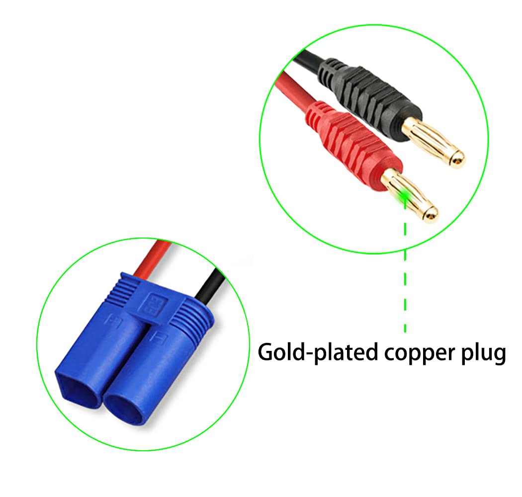 Woodguilin Ec3 Connector Plug,Ec3 Male Connector To 4Mm Banana Connector Battery Charger Adapter With 12Awg 30Cm Cable Wire For