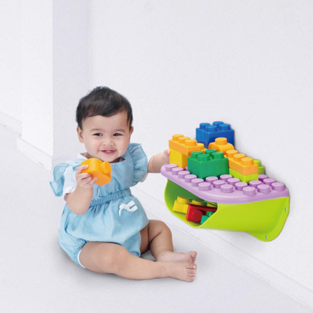Uniplay Building Blocks Daycare Play Shelf With Storage 11 Piece Set, Sensory Toys Storage Bin And Play Shelf For Teething Baby Starter Learning Building Blocks, Ages 3 Months And Up, Pink
