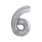JUST PARTY 16 Inch Silver 6 Number Foil Balloons for Birthday/Anniversary/Bachelorette/Wedding/Farewell & Other Ocassions, Make 