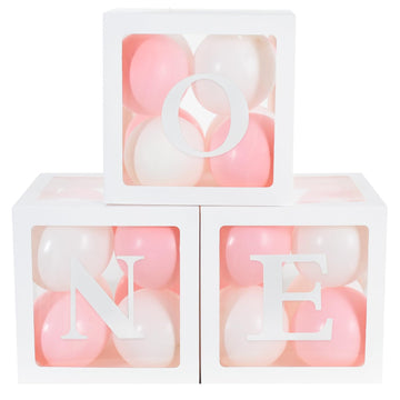 Toniful 1St Birthday Party Supplies Macaron Pink White Balloon Box With Letters One,Baby Girl Theme One Year Old Birthday Party