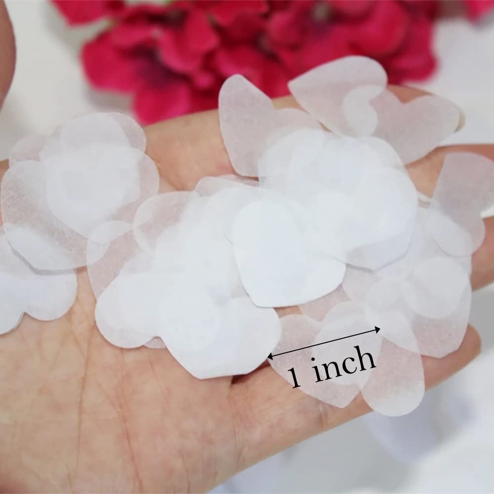 White Tissue Paper Heart Confetti 1 inch Biodegradable Confetti Paper for Wedding Party Filled Balloon or Table Decor Pack of 40