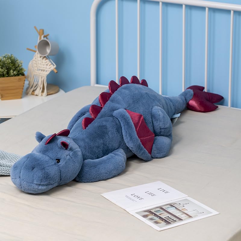 Ololele Dragon Stuffed Animal, 35.4Inches Medium Plush Dragon Toy For Kids, Pink White Green And Blue Available. Very Cute Plush