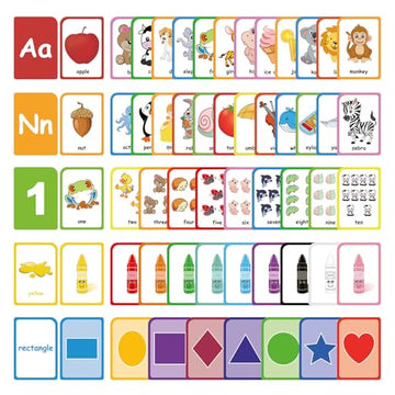 Zazzykid Flash Cards For Toddlers Learning: 54 Double Sides Flashcards For Alphabets, Numbers, Colors, Shapes - Educational Toys For Preschool