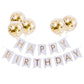 Tellpet White Happy Birthday Banner With 5 Pcs Gold Confetti Balloons