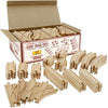 Wooden Train Track 52 Piece Set - 18 Feet Of Track Expansion And 5 Distinct Pieces - 100% Compatible With All Major Brands Inclu