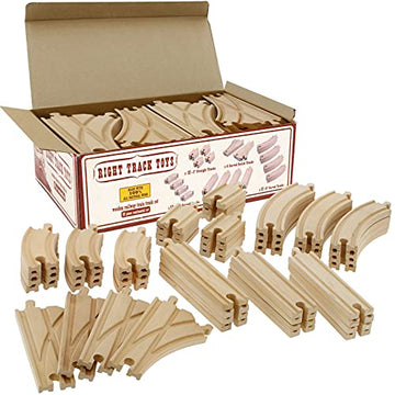 Wooden Train Track 52 Piece Set - 18 Feet Of Track Expansion And 5 Distinct Pieces - 100% Compatible With All Major Brands Inclu