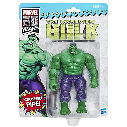 Marvel Legends 80th Anniversary Hulk Action Figure - 6-Inch Green Retro - SDCC 2019 Exclusive, Model E5795, Plastic