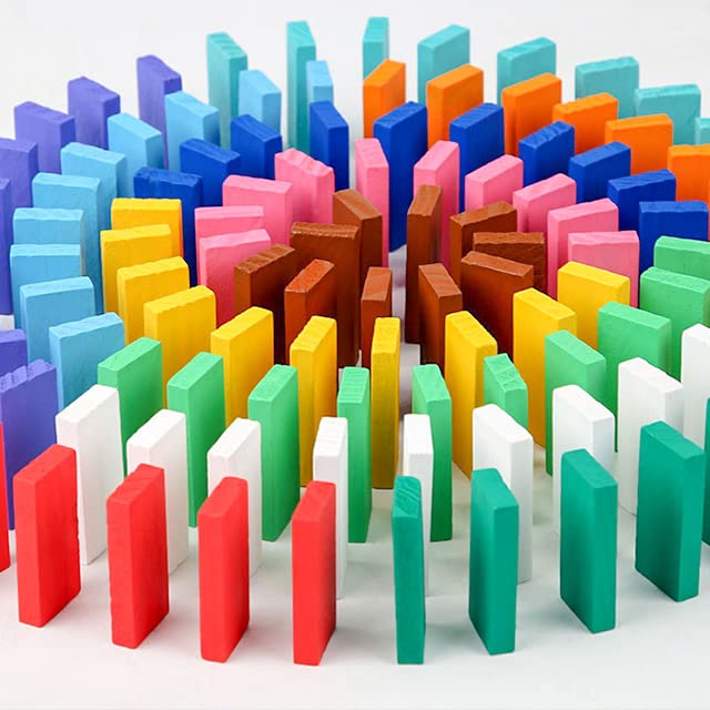 Aexoniz Toys Wooden Building Blocks 120Pcs Multicolor Bulk Wooden Dominos Educational Stacking Counting Multiplication Building 