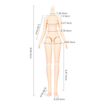 Ymy Female Doll Body Obitsu22 Obitsu24 Bjd Girl Doll For Gsc, Blythe,Icy,1/6 Scale Bjd Doll Head (Normal White-8.66 In)