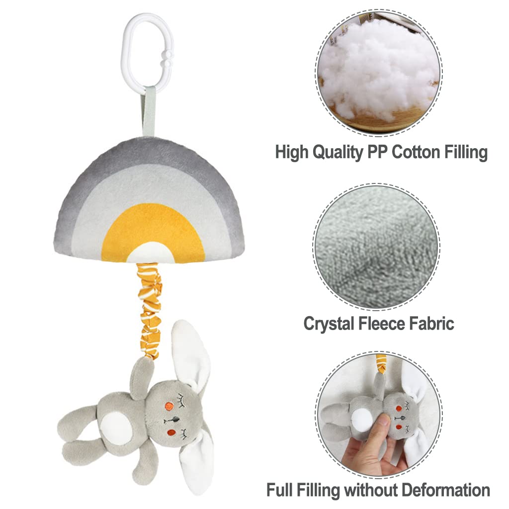 Blublu Park Baby Hanging Rattle Toys, Baby Lullaby Pull Musical, Soft Plush Early Development Stroller Car Toys With Squeaker Fo