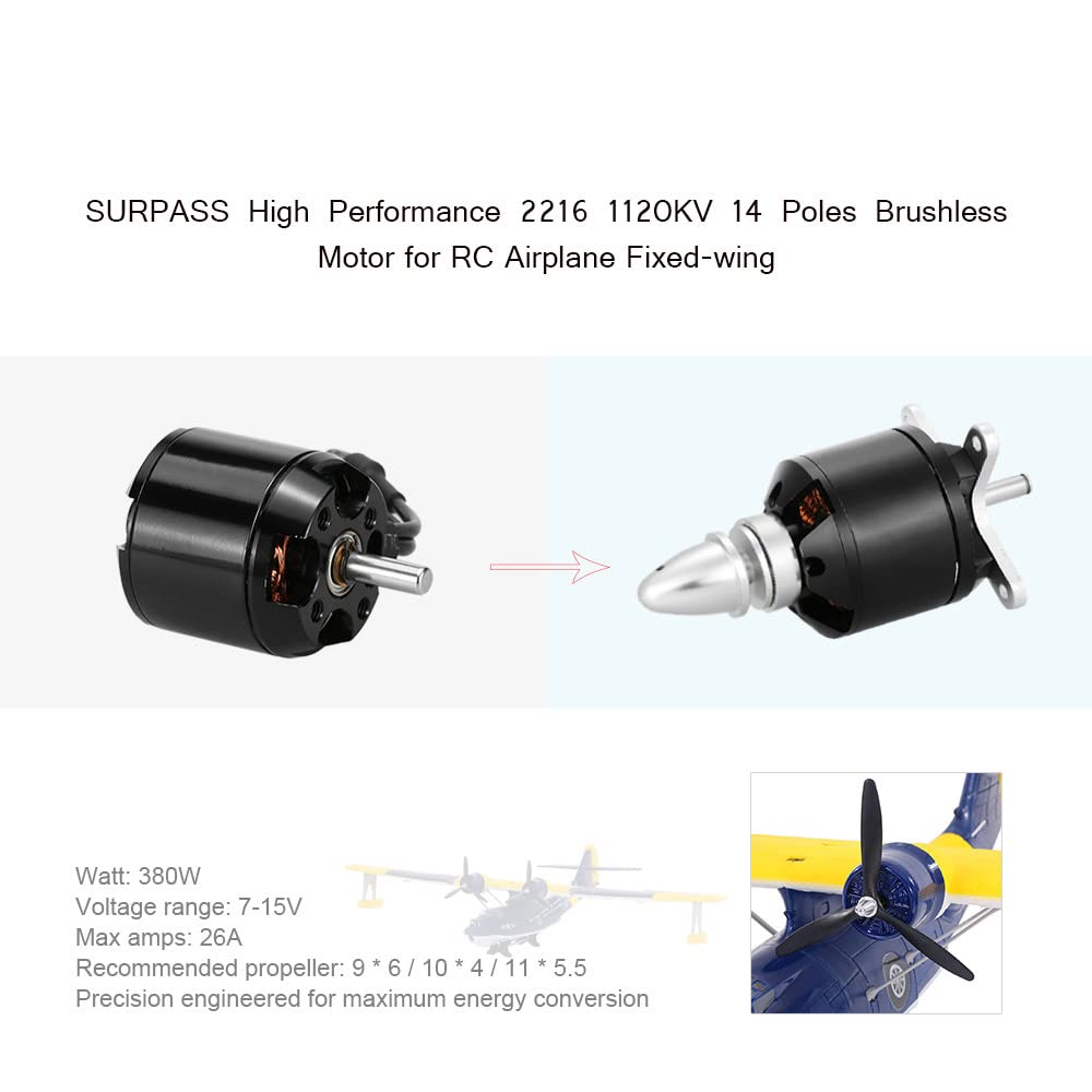 Goolsky Original Surpass High Performance 2216 1120Kv 14 Poles Brushless Motor For Rc Airplane Fixed-Wing