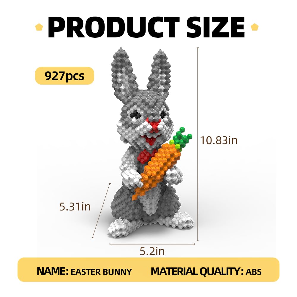 KADELE Easter Bunny Building Set - 927 Pieces STEM 3D Educational Toy for Ages 8+ - Medium Size Plastic Blocks