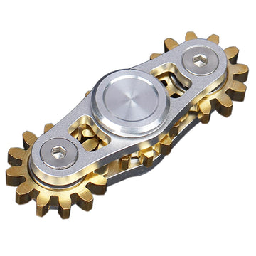 Pure Brass Fidget Spinner Gears Linkage Fidget Gyro Toy Metal Diy Hand Spinner Spins Long Time Edc Focus Meditation Break Bad Habits Adhd With Multiple Premium Bearings (Spinner 3 Gears White)