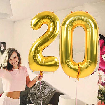 Toniful 40 Inch Gold Large Numbers Balloon Birthday Party Decorations, Foil Mylar Big Number Balloon Digital 60 For 60Th Birthda
