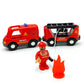 Magnetic Trains Cars Set Wooden Train Track Accessories Fire Truck Train Set For Toddlers 3-5 Wooden Train Sets For Boys Ages 3-4-7 (Fire Truck B (With Light And Sound))