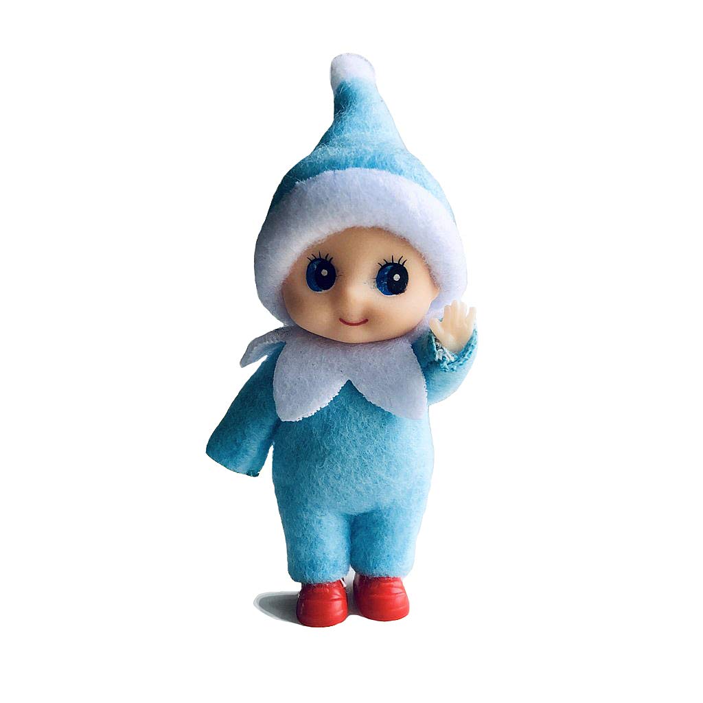 WULEEUPER Tiny Baby Elf Doll | Christmas Miniature Elf Decoration | Newborn Gift | Baby Grow Dolls with Feet and Shoes (Blue)