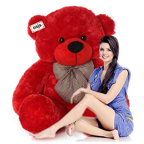 NP 4 Feet Red Huggable Teddy Bear with Neck Bow Red (120cm)