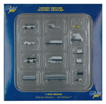 Gemini Jets Ground Airport Service Support Vehicles Accessories, 1:400 Scale, 14-Piece