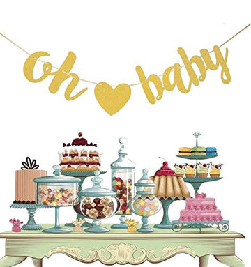 Flairs New York Decorations Banner Cake Toppers Party Props (Pack Of 1 Banner, Heart Oh Baby)