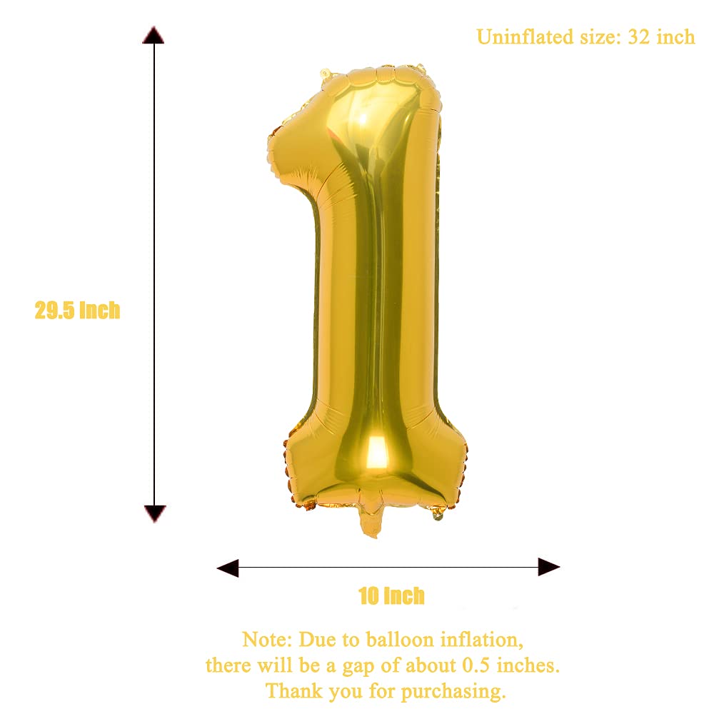 32 Inch Gold Number 1 Balloons Foil Ballon Digital Birthday Party Decoration Supplies (Gold Number 1 Balloon)
