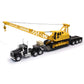 New Ray Kenworth W900 Truck With Lowboy Trailer Black And Crane Yellow Long Haul Trucker Series 1/32 Diecast Model
