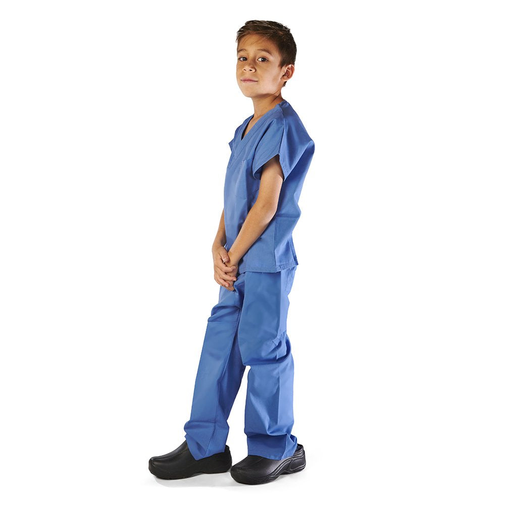 M&M Scrubs Super Soft Children Scrub Set Kids Dress Up (4, Ceil Blue)