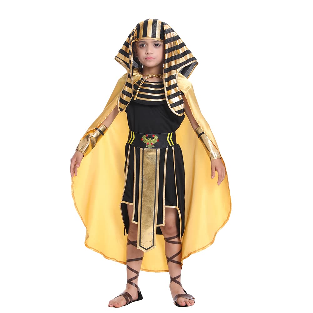 Dsplay Boys Egyptian Pharaoh Costume Cosplay Kids Halloween (10-12 Years)