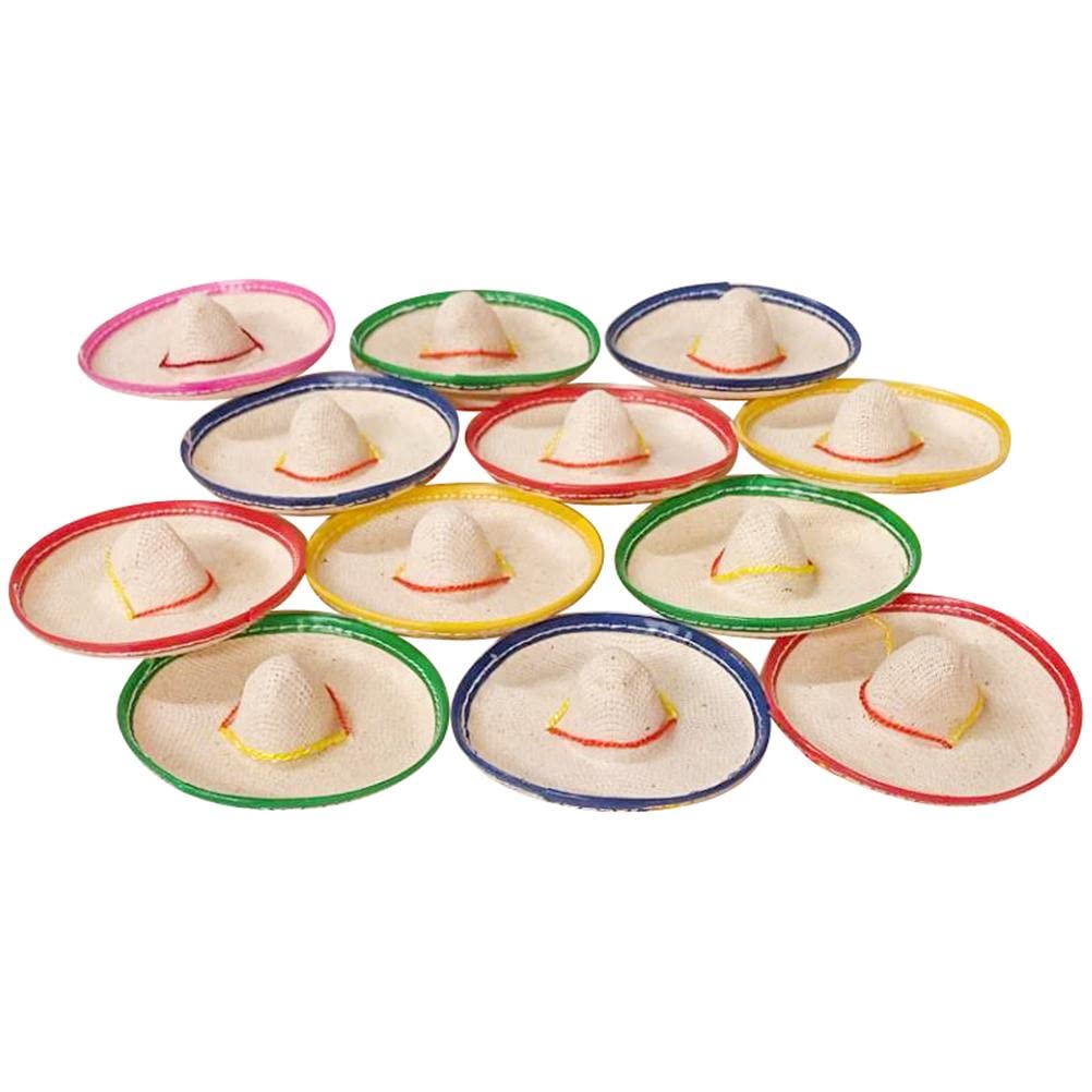 12 Mini Sombrero, 3 Inches Wide Mini Hats for Cinco De Mayo Party for Bottles (12)