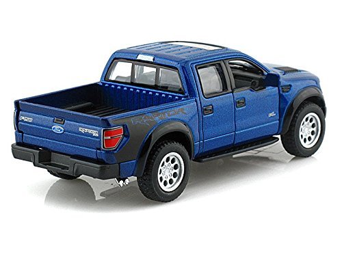 KiNSMART 1:46 Scale Die Cast Metal Model Truck - 2013 Ford F-150 SVT Raptor Supercrew, Blue, Model KM05365D-BL
